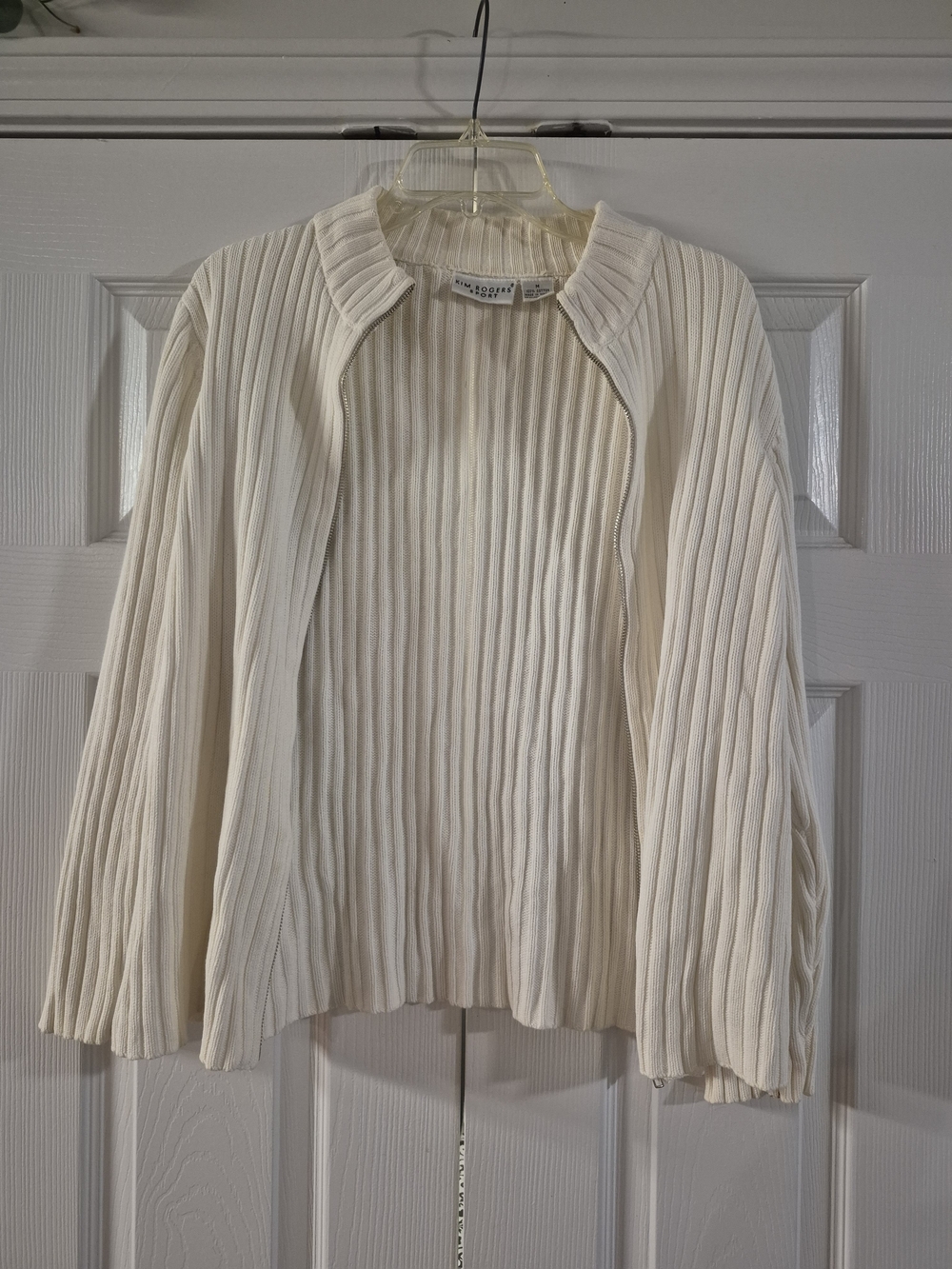 Kim Rogers Sport Cream Ribbed Zip Cardigan